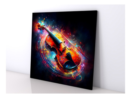 Cuadro Sobre Lienzo Sublimado - Violín Clasico 70 Cm X 70 Cm