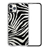 Carcasa Funda Animal Print Zebra + Lámina Vidrio Para iPhone