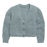 Chaleco Niña Old Navy Cardigan Recortado Gris