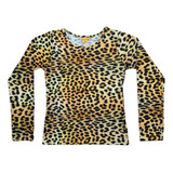 Camiseta Manga Longa Infantil Oncinha Animal Print Marisol