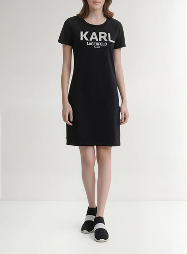Vestido Karl Lagerfeld Deportivo Negro 95% Algodón Original