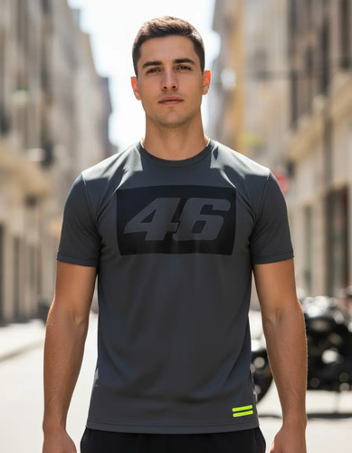 Playera Valentino Rossi 46 Square Gris Oscuro