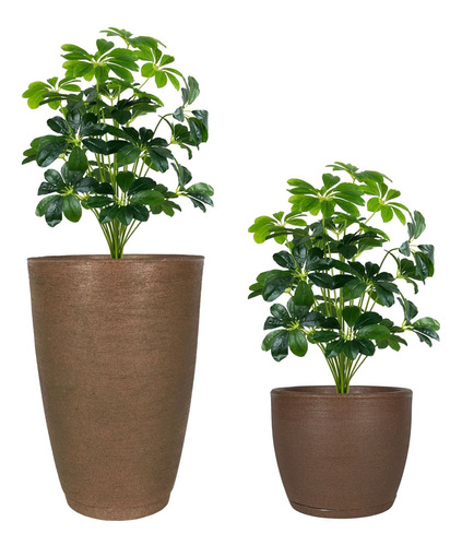 2 Vasos Para Plantas Grande Cone Grafiato Luxo Escovado