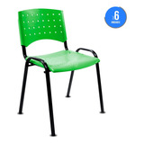 Silla Apilable Fija Plástica Oficina Reforzada Pack X6 Super Fuertes Con Garantia De Fabrica Stock Permanente Color Verde