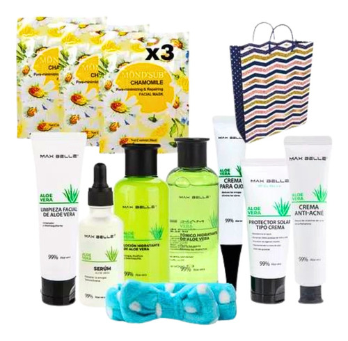 Set Skin Care Aloe Vera Max Belle Serum/tónico/loción/crema