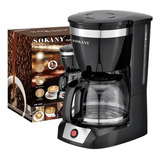 Cafetera Sokany En Cristal Con Interruptor Filtro Extraible 