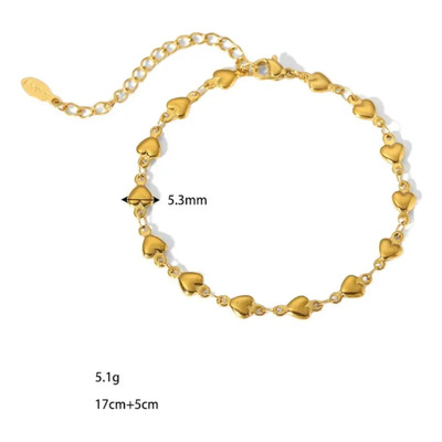 Pulsera Corazones De Inoxidable Chapado En Oro 18k Dama Color Dorado | Meses sin interés