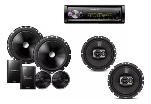 Kit Pioneer Rádio Bt Usb Aux + 2 Vias 6  + Falantes 6  Pol