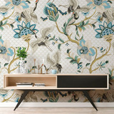 Vinil Tapiz Floral Japones Aves Vintage Adhesivo Removible