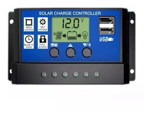 Controlador Solar Carga Pwm Lcd 30a Usb Regulador Automático