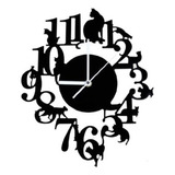 Reloj De Pared Con Forma De Gato Negro, Reloj De Pared Antig