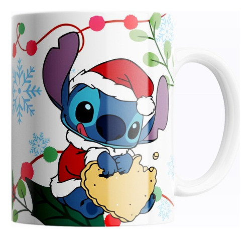 Taza De Café Disney Stitch Navidad - Diseño 357
