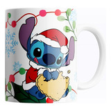 Taza De Café Disney Stitch Navidad - Diseño 357