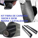 Kit Fibra De Carbono Tela 100cmx20cm + Kit Resina Endurec 3k