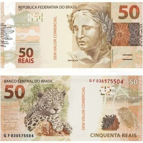 Nota Dinheiro 50,00 Reais Pct C/ 10 Cédulas S/ Valor 