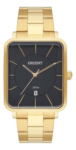 Relógio Orient Ggss1020 Feminino Quadrado Dourado Fundo Preto Luxo