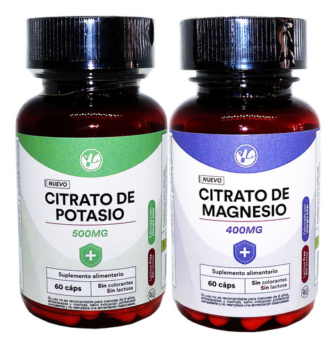  Pack Citrato De Potasio 60 Caps + Citrato D Magnesio 60 Cap