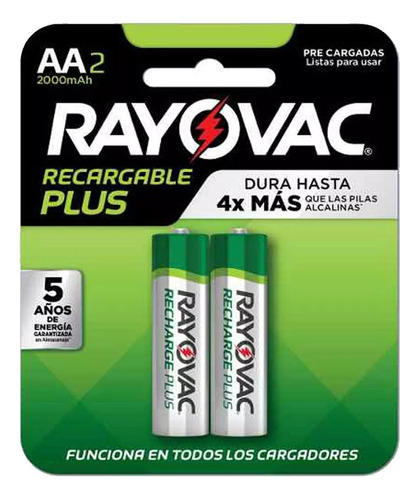 Pilas Recargable Aa 2000 Mah Rayovac Plus Blister 2 Unidades