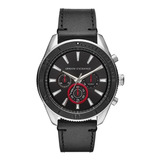 Reloj Armani Exchange Caballero Ax1817 Piel Negro/plat Crono Color De La Correa Negro Color Del Bisel Negro Color Del Fondo Negro