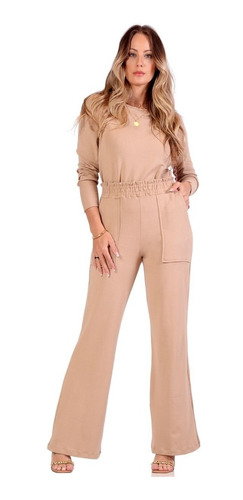 Conjunto Calça Pantalona Feminina Moletinho Elegante