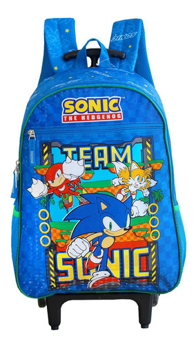 Mochila Escolar De Rodinhas Sonic The Hedgehog Team Pacific