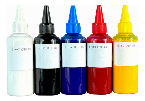 Kit 5 Tintas Para Dtf Bk C M Y W 100ml C/u