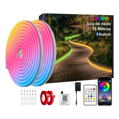 Cozylady Tiras De Luces Neon Led Flexible Rgb Bluetooth 15m Ip68 Impermeable Luz Led Para Cuarto Tv Sincronización De Música Diy | Envío gratis