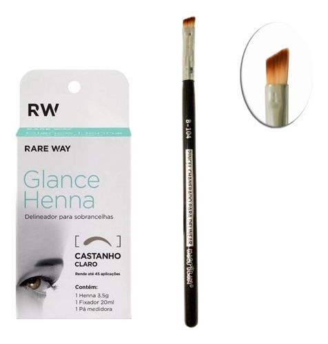 Kit Sobrancelha Henna Glance Rare Way+ Pincel Chanfrado B104