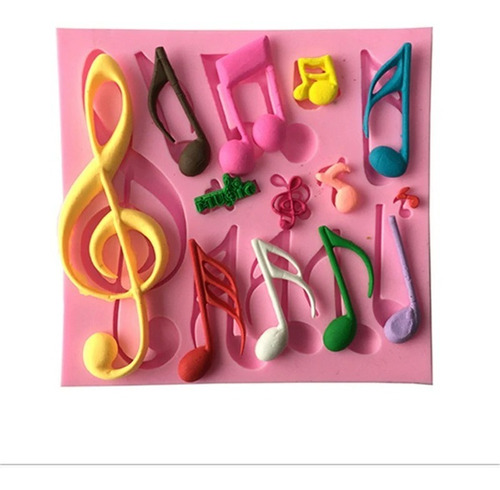 Molde Letras Musicales Silicona Fondant Repostería 