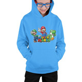 Poleron Infantil Mario Bros Game Luigi Yoshi Estampado Unisex Niños Algodon