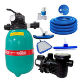 Filtro Dfr12 E Motobomba 1/3cv Com Kit Limpeza Para Piscina