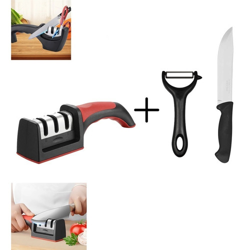 Afilador Cuchillo Ergonomico Acero Inoxidable Sharpener + Ob