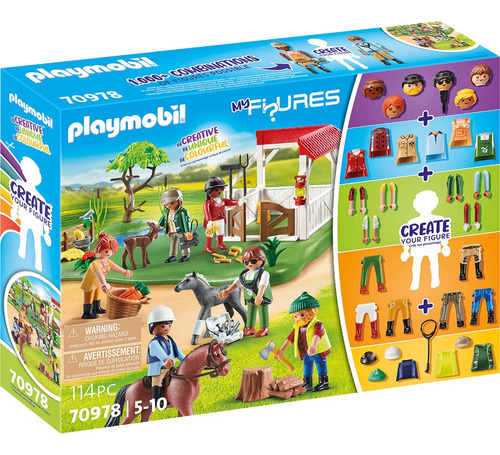 Playmobil My Figures 70978 Rancho De Caballos Con 6 Muñecos