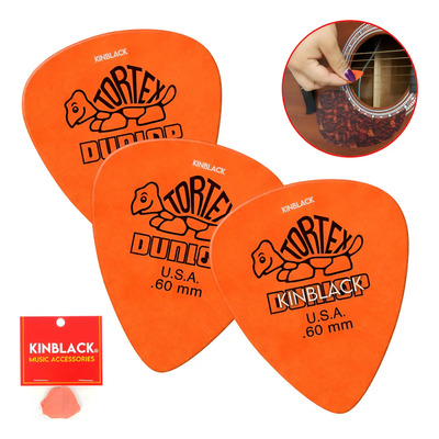 Paquete De 3 Púas Tortex Para Guitarra, Calibre .60 Mm Color Naranja Tamaño Fino