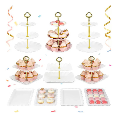 Set For Cupcake And Poster Mesa De Dulce Exhibidore 10 Pieces Blanco