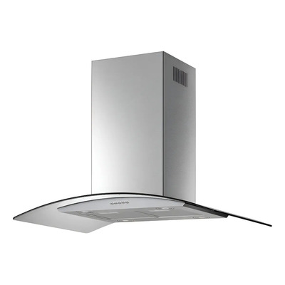 Campana decorativa extractora purificadora de cocina IHD Isola Milán ac. inox. y cristal isla 900mm x 777mm x 600mm plateada | Envío gratis