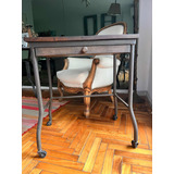 Mesa Antigua Combinada Madera Con Hierro