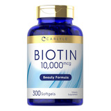 Biotina 10,000mcg Con 300 Softgels Carlyle Hecho En Usa Sabor S/n