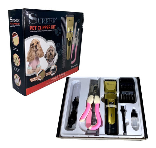 Maquina Corta Pelo Perros Cortadora Canina Kit 11 Pcs  