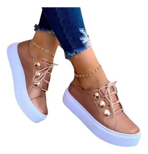 Zapatos Casuales De Suela Gruesa Para Mujer Aa