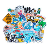 Stickers Surf Viaje Playa Surfer Calcos Vinilo - Pack X25