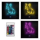 Lampara Led 3d Rgb Velador Acrilico Perro Bulldog Frances