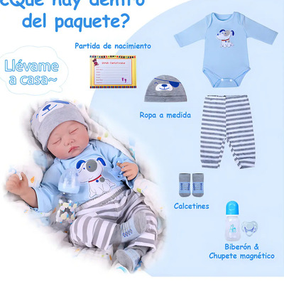 Muñeca Bebé Reborn Silicona 55cm Niño Con Accesorios