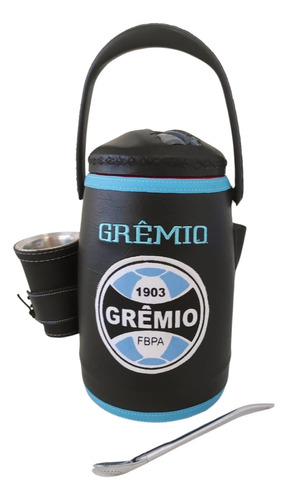 Garrafa Termica P/terere Em Couro Do Gremio 2,5 Litros