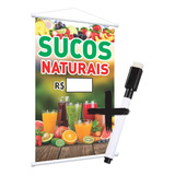 Banner Temos Sucos Naturais Frutas + Caneta 1mx63cm