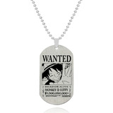 Collar Cadena Placa Militar Anime Pirata Luffy One Piece