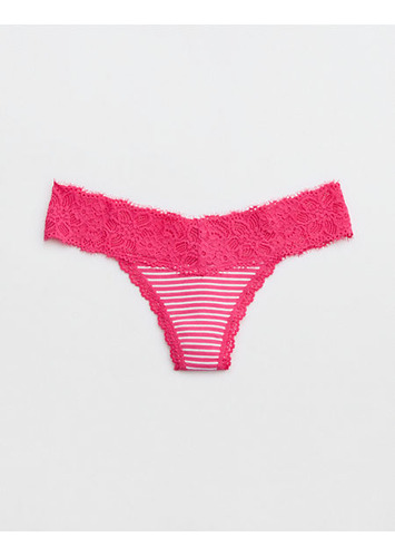 Aerie Undie Thong De Algodón Con Encaje Eyelash