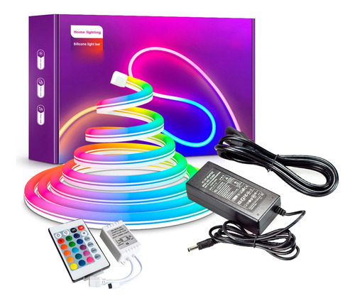 Tira Neon Led Manguera Silicona Rgb Kit Fuente Control Rgb