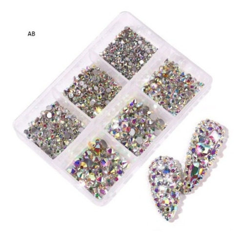 Caja Con 6 Tamaños De Cristales (vidrio) Para Decorar Uñas