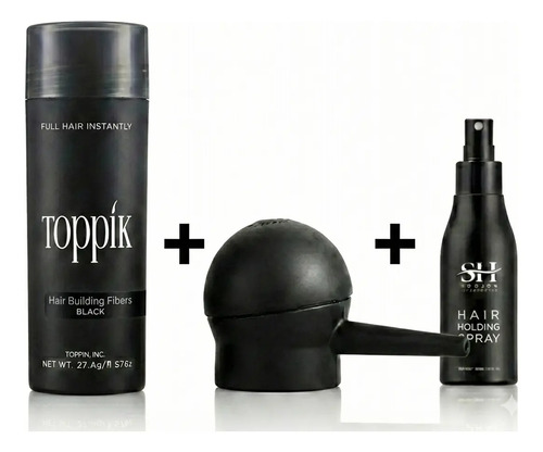 Kit Fibra Toppik 27.5 Gr + Bomba Aplicadora + Spray Fijador